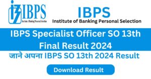 IBPS Specialist Officer SO 13th Final Result 2024